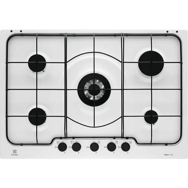 electrolux pb750uv piano cottura a gas soft 75 cm 5 fuochi bruciatori fiamma pura 1 bruciatore wok bianco