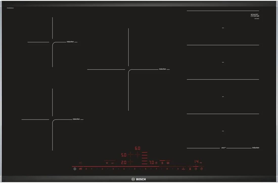 Bosch Pxv875dc1e Serie 8 Piano Cottura A Induzione 5 Zone Flexinduction Perfectfry 17 Livelli Di Potenza 80 Cm Nero