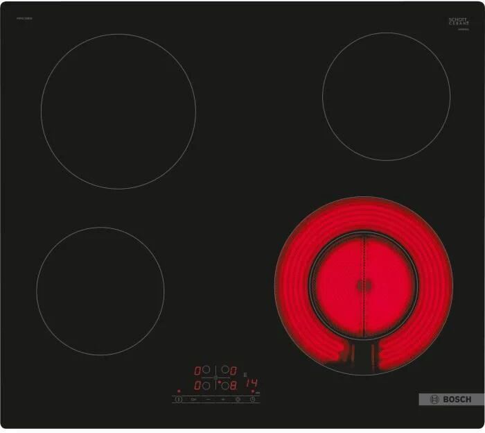 Vitro Tabella 60 cm Bosch - PKF611BB8E - Tipo di comando: nella parte anteriore - design: senza fotogramma - doppia zona - nero