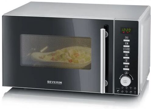 severin mw 7773 forno a microonde superficie piana microonde con grill 20 l 800 w argento, acciaio inossidabile