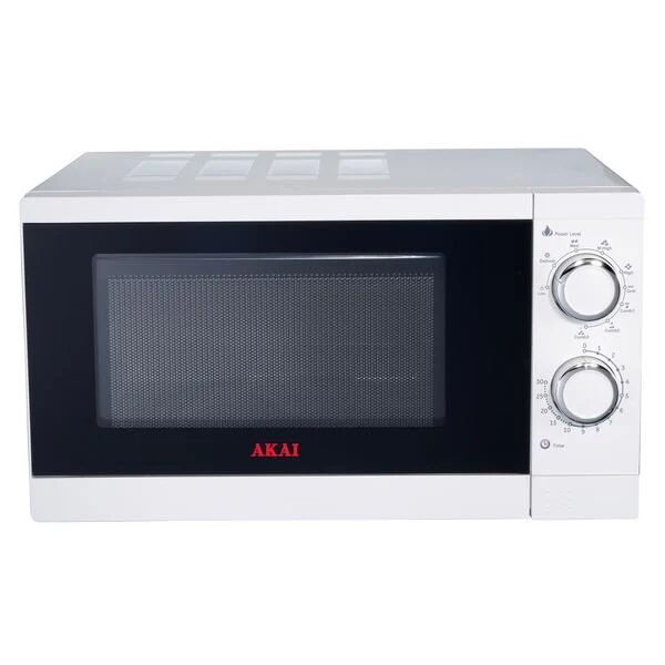 akai forno microonde combinato con grill - 20 litri - 700w - piatto girevole in vetro - bianco