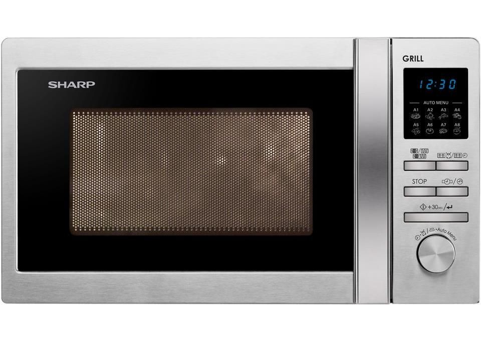 Sharp R622stwe Forno A Microonde Con Grill Capacita' 20 Litri Potenza 800 W 8 Programmi Display Lcd Acciaio Inox