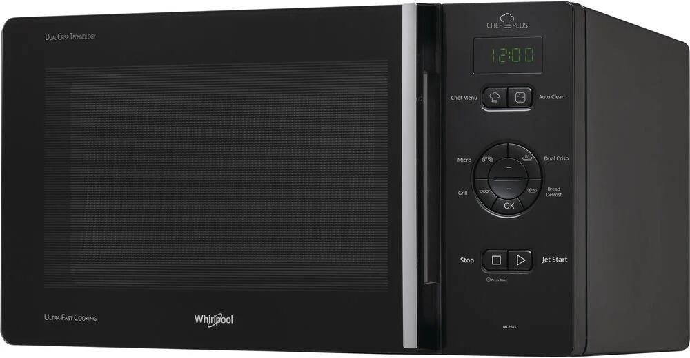 Whirlpool Mcp 345 Bl Forno A Microonde Con Grill Capacita' 25 Litri Potenza 800 W Funzione Crisp Jet Defrost Display Digitale Nero