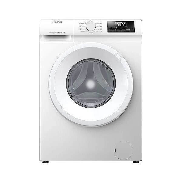 hisense wfqp801419vm - lavatrice a carica frontale 8 kg, 1400 rpm, 15 programmi, vapore, display led, programma rapido, partenza ritardata, child lock, bianco