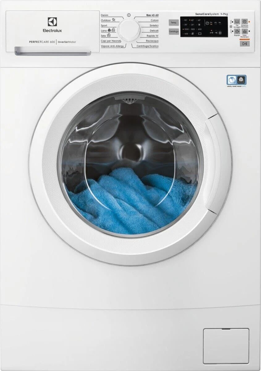 electrolux ew6s570i perfect care 600 lavatrice slim carica frontale sensicare vapore igienizzante classe energetica c capacita' di carico 7 kg centri