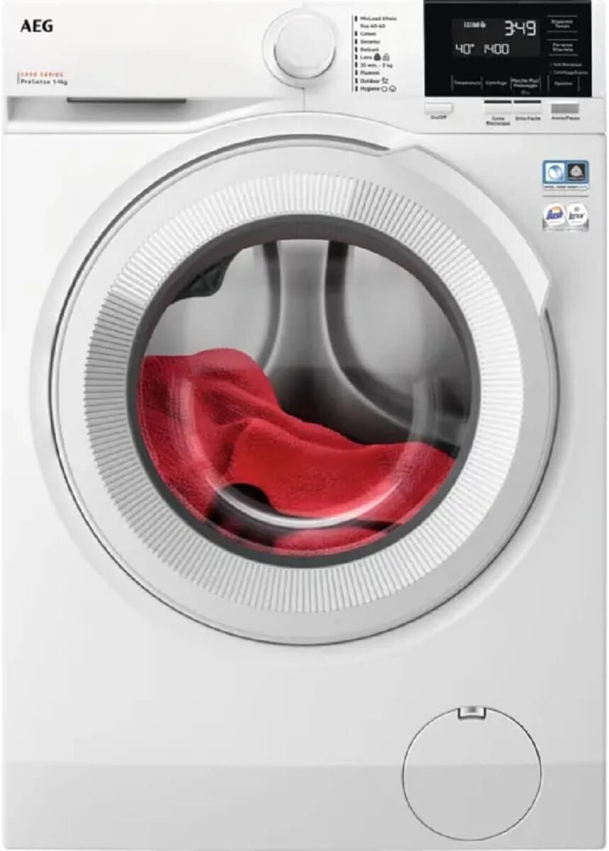 AEG Serie 6000 Prosense  Lr6g94ow Lavatrice Caricamento Frontale 9kg 1351 Giri Classe A  Oblo' Xxxl Silver, Filtro Ispezionabile