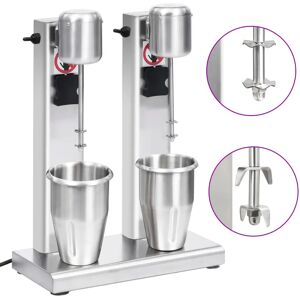 Vidaxl Frullatore per Milkshake con Tazza Doppia in Acciaio Inox 2 L