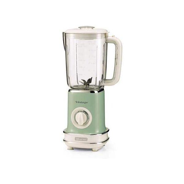 frullatore elettrico ariete vintage - blender salvaspazio con tazza da 1,5 litri per frullati, smoothies e granite - 6 lame in acciaio inox - 2 velocitÃ  con funzione pulse - verde