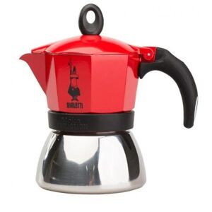 Caffettiera Bialetti Moka Rosso 90 ml Nero Metallo Acciaio inossidabile Alluminio 100 ml 2 Tazze (Cafettiera Italiana) (1 Pezzi)