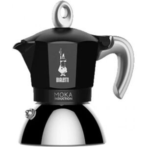 Cafettiera Italiana Bialetti Moka Induction Nero Metallo Acciaio inossidabile Alluminio 100 ml 2 Tazze