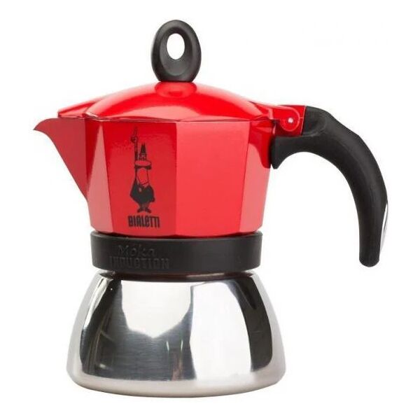 caffettiera bialetti moka rosso 90 ml nero metallo acciaio inossidabile alluminio 100 ml 2 tazze (cafettiera italiana) (1 pezzi)