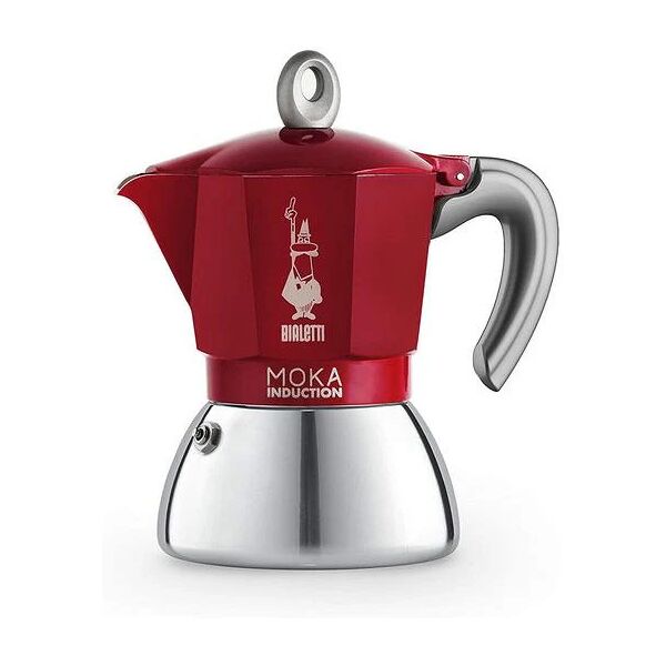 cafettiera italiana bialetti moka induction nero rosso metallo acciaio inossidabile alluminio 300 ml 6 tazze