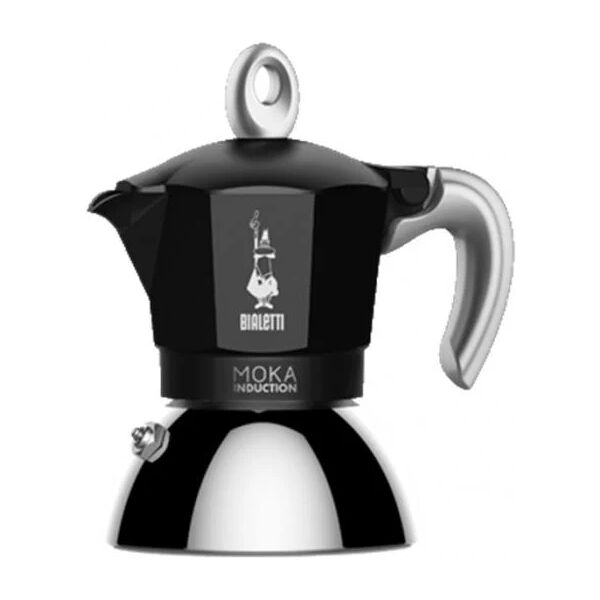 cafettiera italiana bialetti moka induction nero metallo acciaio inossidabile alluminio 100 ml 2 tazze