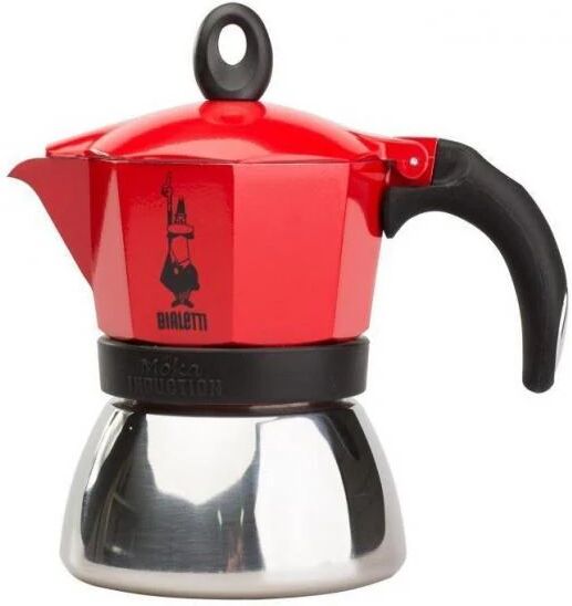 caffettiera bialetti moka rosso 90 ml nero metallo acciaio inossidabile alluminio 100 ml 2 tazze (cafettiera italiana) (1 pezzi)