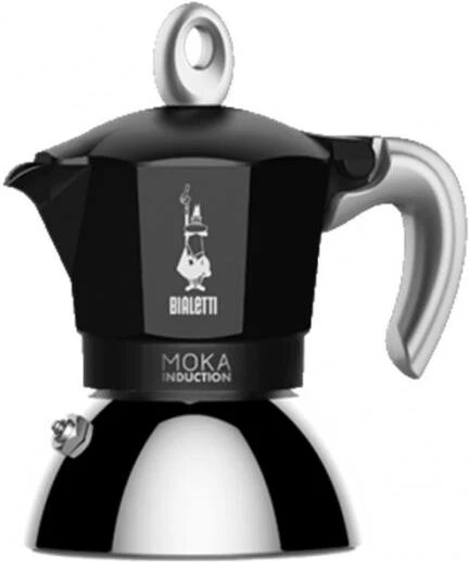 cafettiera italiana bialetti moka induction nero metallo acciaio inossidabile alluminio 100 ml 2 tazze