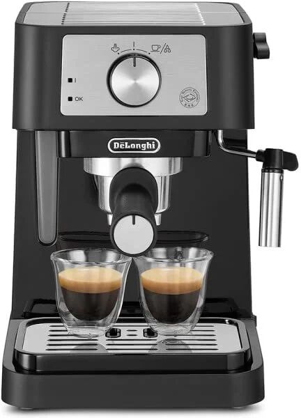 delonghi ec260.bk macchina da caffè per polvere o in cialde e.s.e., sistema latte manuale, facile da usare, serbatoio estraibile da 1.1 l, caldaia acciaio inox