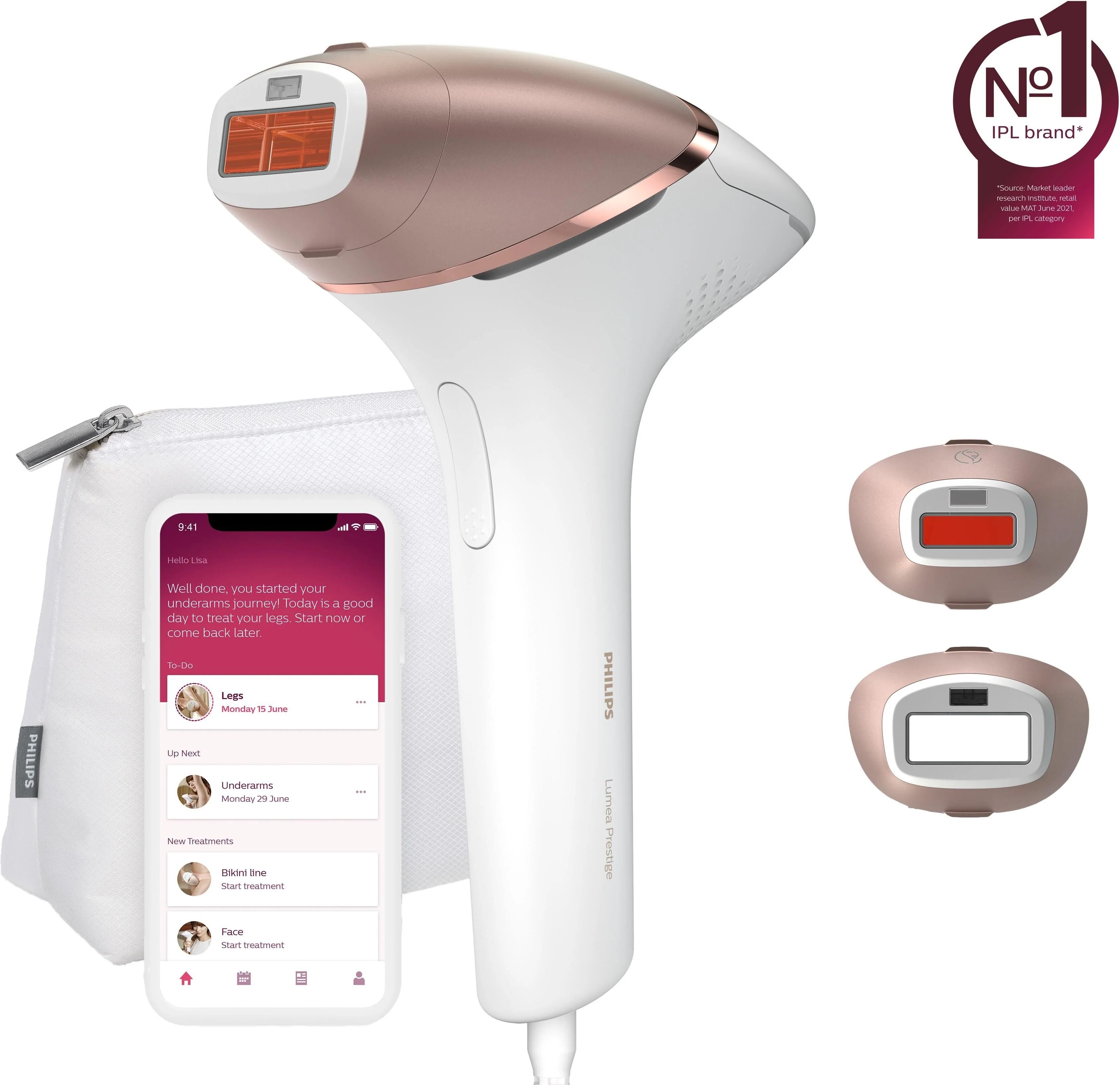 philips lumea prestige bri945-00 epilatore a luce pulsata luce pulsata intensa (ipl) rosa-bianco