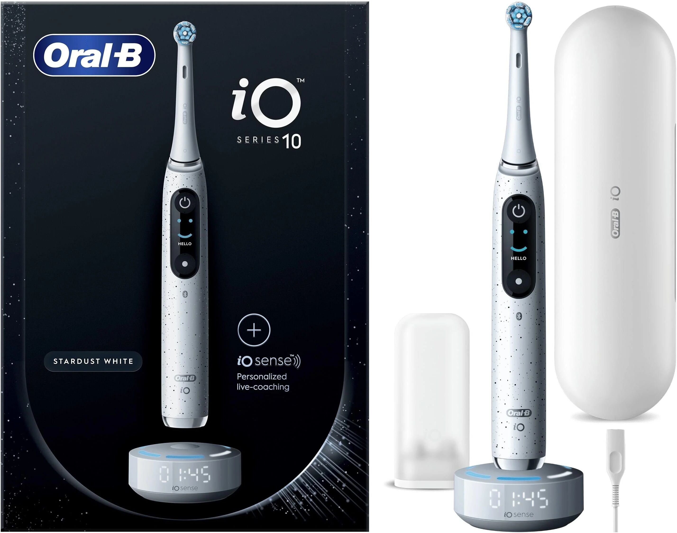 oral-b spazzolino elettrico ricaricabile io 10 bianco 1 testina 1 custodia da viaggio ricaricabile 1 caricatore io sense