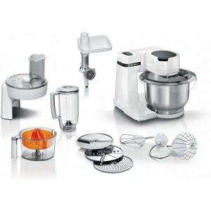 Bosch - Robot da cucina Serie 2 - Robot da cucina - 700W - 4 velocità + turbo - Ciotola in acciaio inox 3,8 L - Frullatore 1,25 L - Bianco