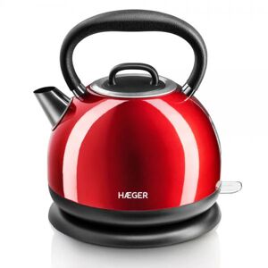 bollitore elettrico con teiera haeger ek-22r.021a rosso acciaio inossidabile 2200 w 1,7 l