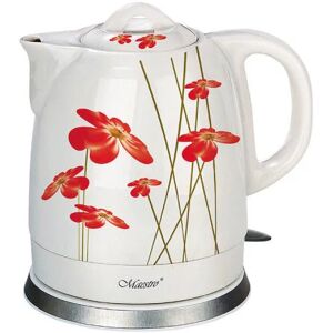 bollitore elettrico con teiera feel maestro mr-066 red flowers bianco rosso ceramica 1200 w 1,5 l