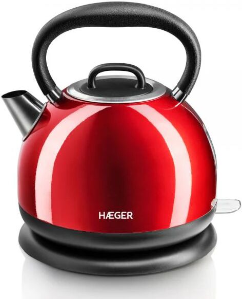 bollitore elettrico con teiera haeger ek-22r.021a rosso acciaio inossidabile 2200 w 1,7 l