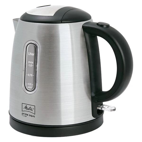 melitta prime aqua mini top bollitore elettrico 1 l 2200 w nero, acciaio inossidabile