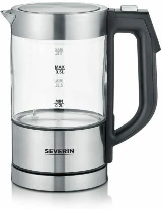 severin wk 3458 bollitore elettrico 0,5 l 1100 w nero, trasparente