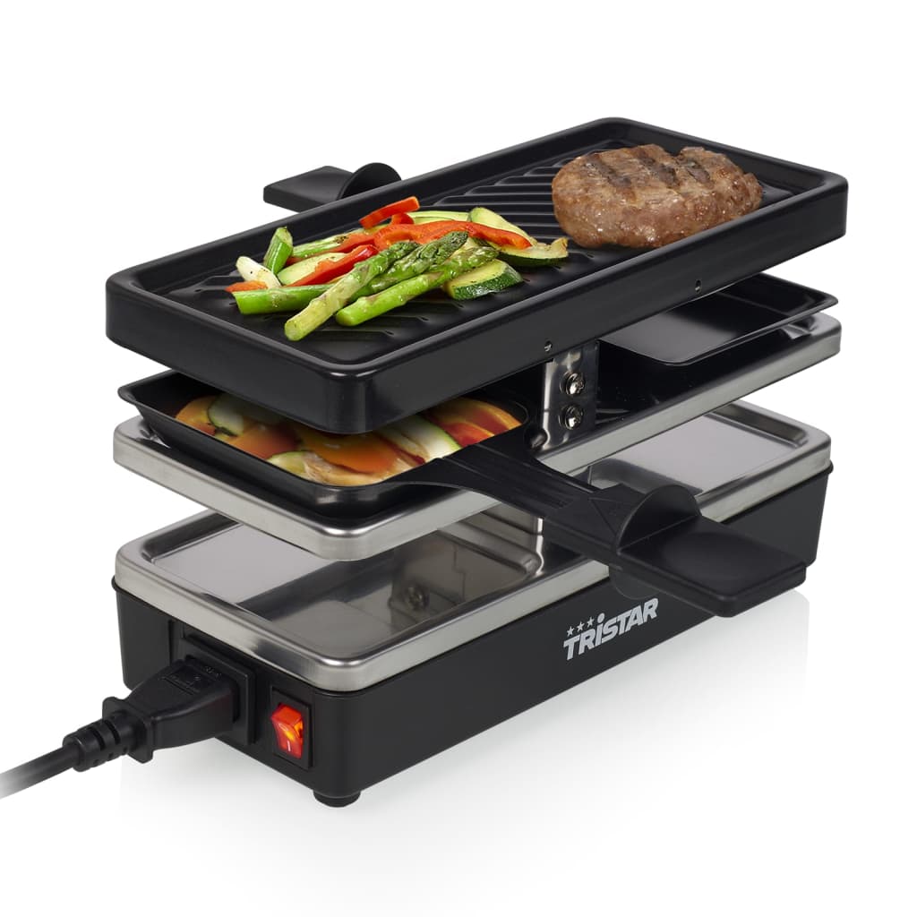 tristar griglia raclette per 2 persone ra-2741 400 w 23,8x10,4 cm nera