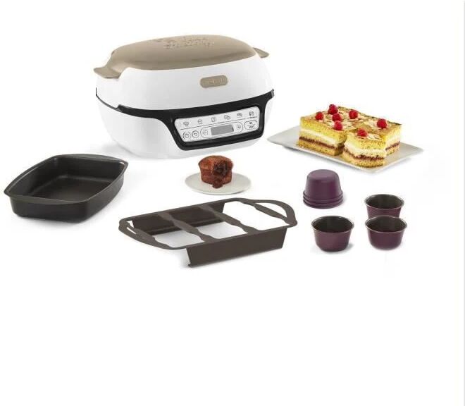 tefal macchina per torte intelligente, 5 programmi precisi, stampo antiaderente, 6 stampi per muffin creabake, cake factory kd804910