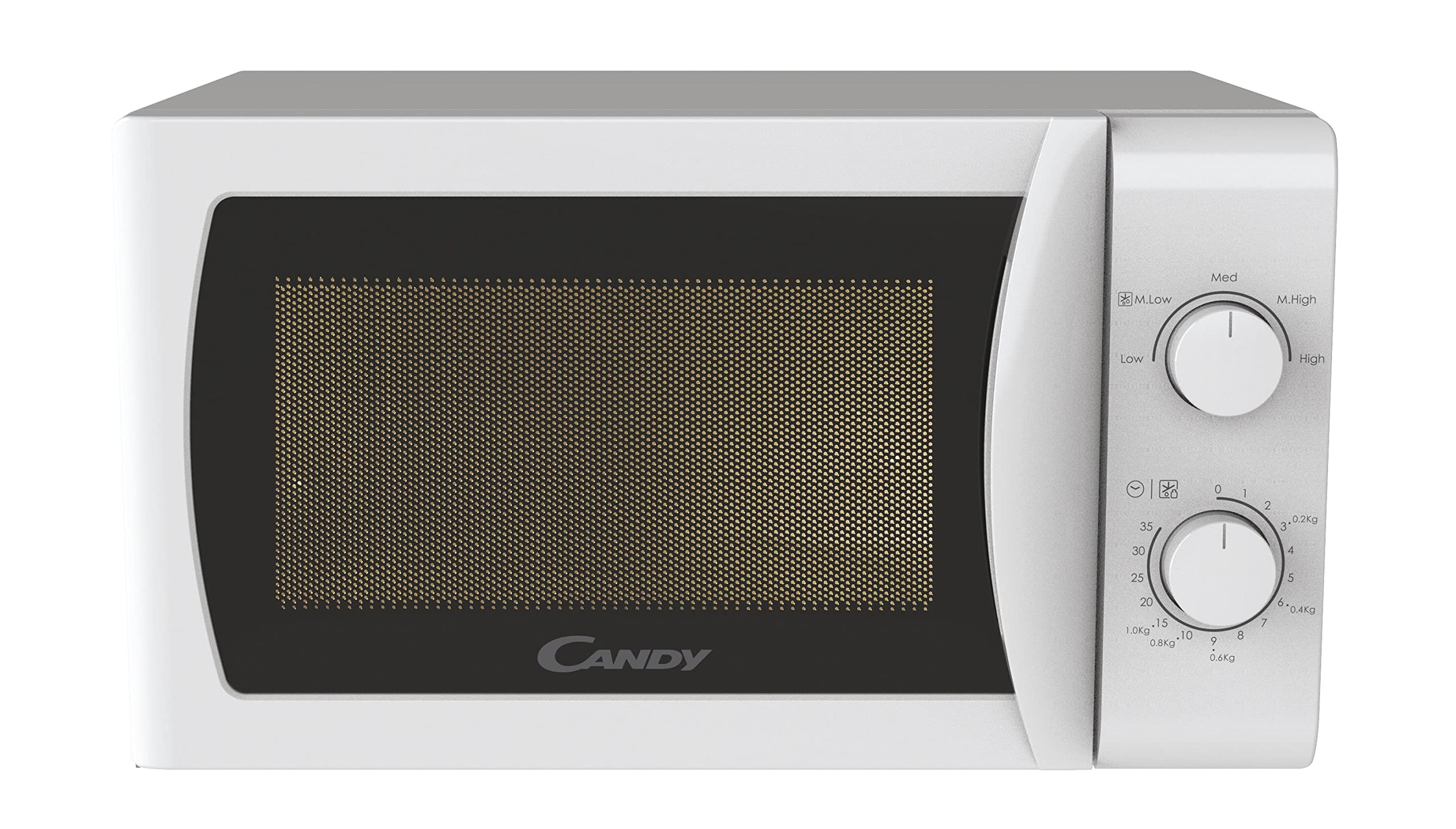 candy idea cmw20smw forno a microonde, 700 w, 20 litri, funzione scongelamento, 5 livelli di potenza, piatto girevole, 43,95x35,75x25,82 cm, bianco