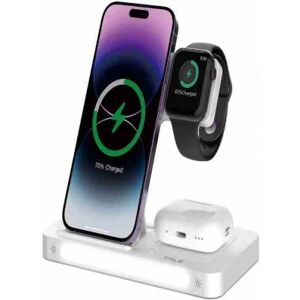 Devia Stazione di ricarica wireless 3in1 per smartphone/smartwatch/airpod...