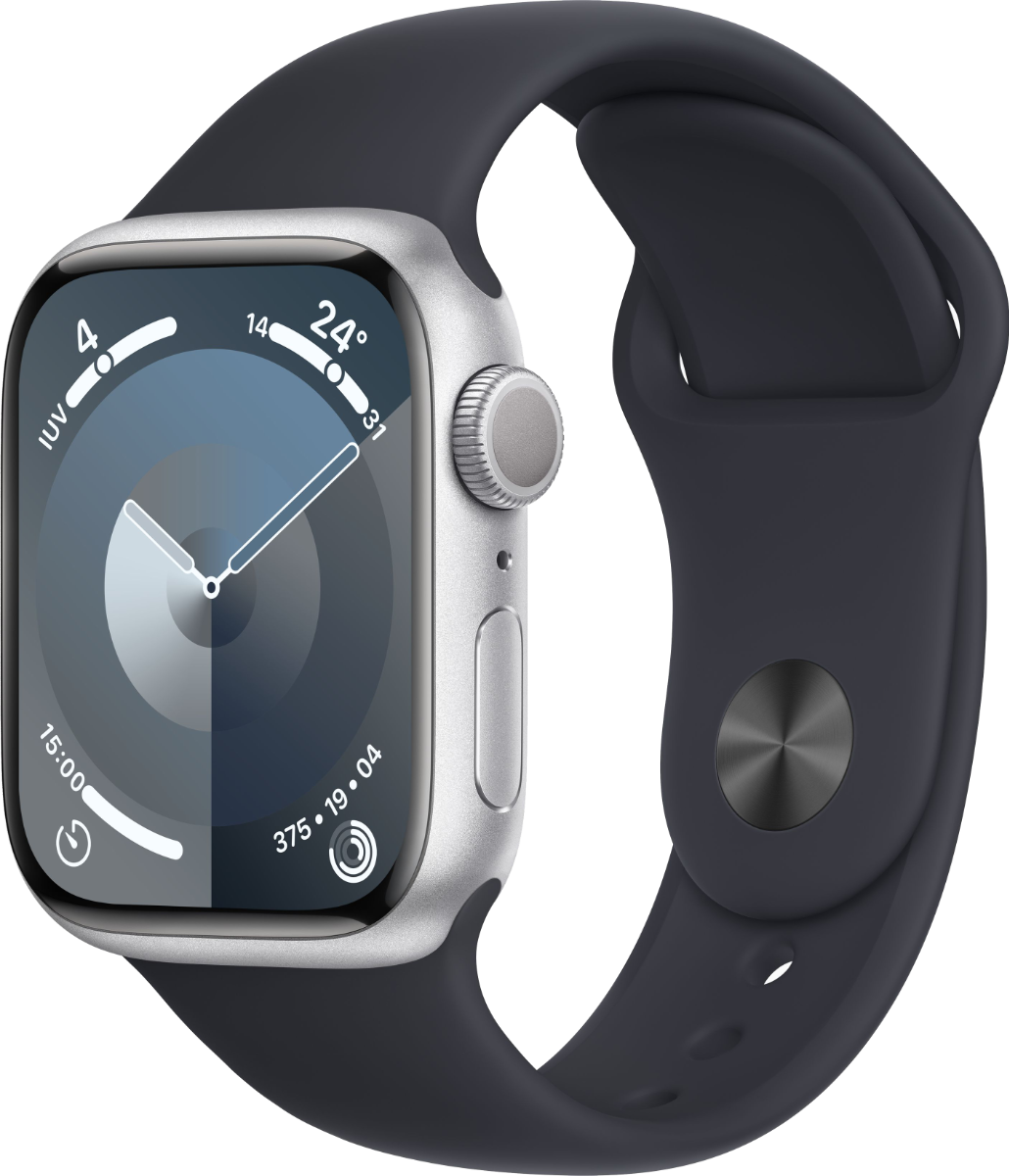 Apple watch series 9 gps 41mm alluminio argento cinturino sport mezzanotte taglia ml no brand eu