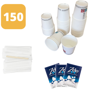 Kit Accessori Caffè da 150 Pz Palettine Zucchero Bicchierini di carta : Quantità 1