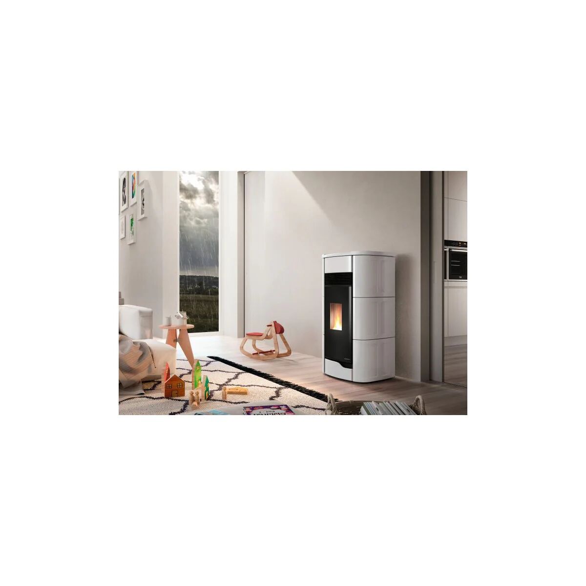 stufa a pellet aria palazzetti ecofire anna 12 kw ermetica (805803010 + 894435041)