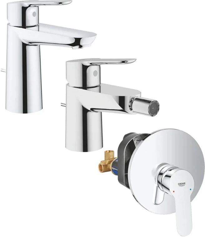 set miscelatori grohe bauedge lavabo bidet e doccia incasso cromo (23758000+23331000+29078000)