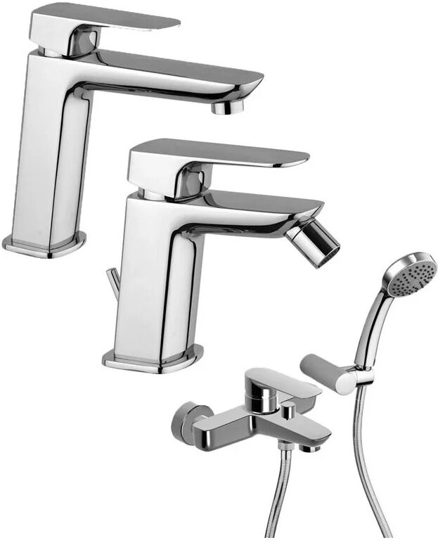 Set Miscelatori Paini Nove Lavabo Bidet Vasca Esterno Cromato (09CR211M+09CR306+09CR105)