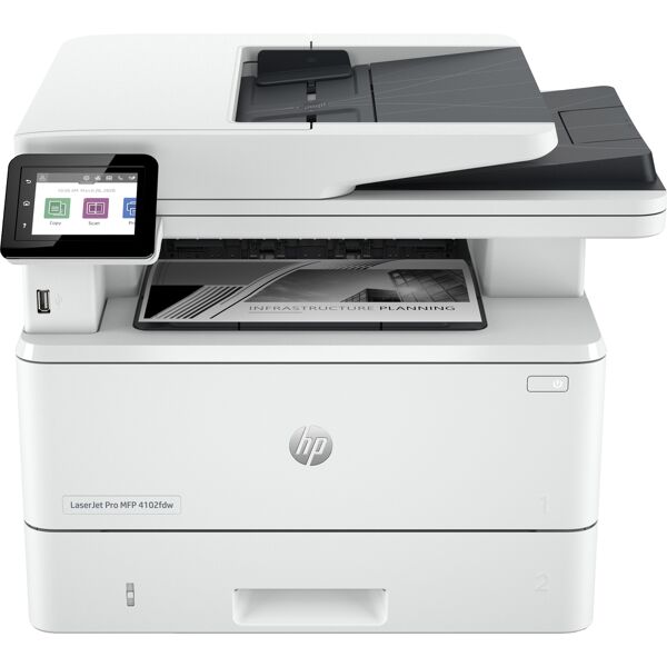 hp laserjet pro stampante multifunzione 4102dw, bianco e nero, per piccole medie imprese, stampa, copia, scansione, wireless; idonea a instant ink; stampa da smartphone o tablet; alimentatore automatico di documenti [2z622f#b19]