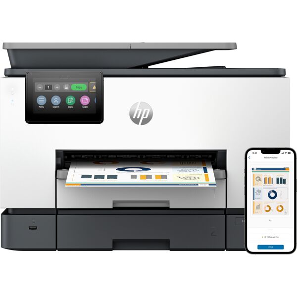 hp officejet pro stampante multifunzione 9130b, colore, per piccole e medie imprese, stampa, copia, scansione, fax, wireless; stampa da smartphone o tablet; alimentatore automatico di documenti; stampa fronte/retro; scansione scans [4u561b#629]