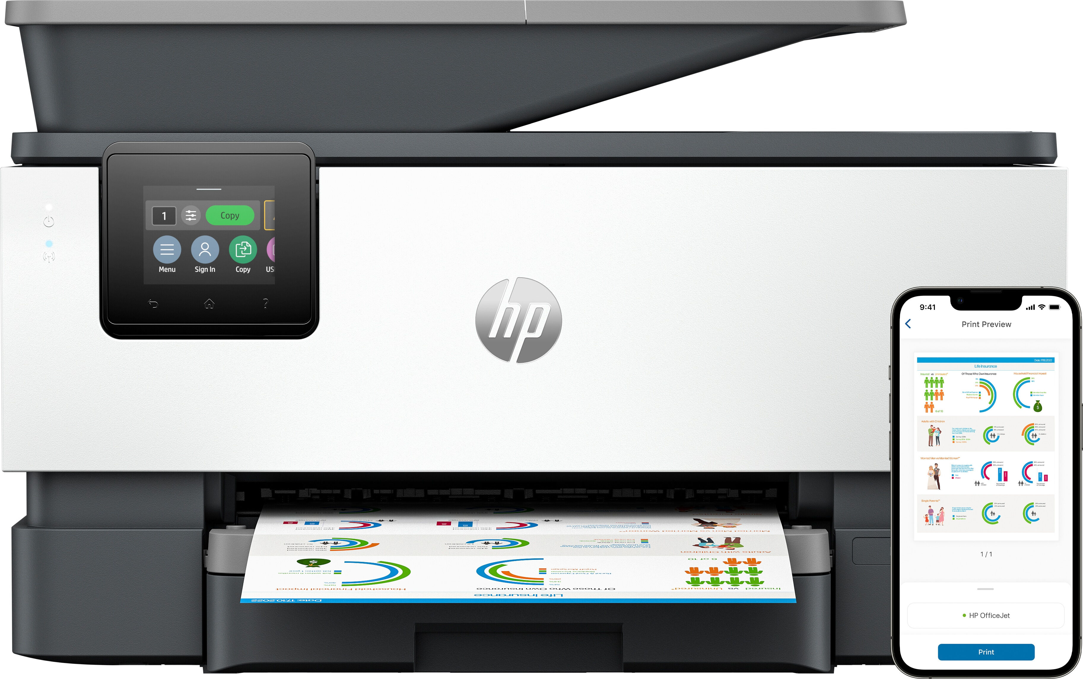 hp officejet pro stampante multifunzione 9120b, colore, per abitazioni e piccoli uffici, stampa, copia, scansione, fax, wireless; stampa fronte/retro; scansione scansione verso e-mail; pdf; fax; porta unità flash us [4v2n0b#629]