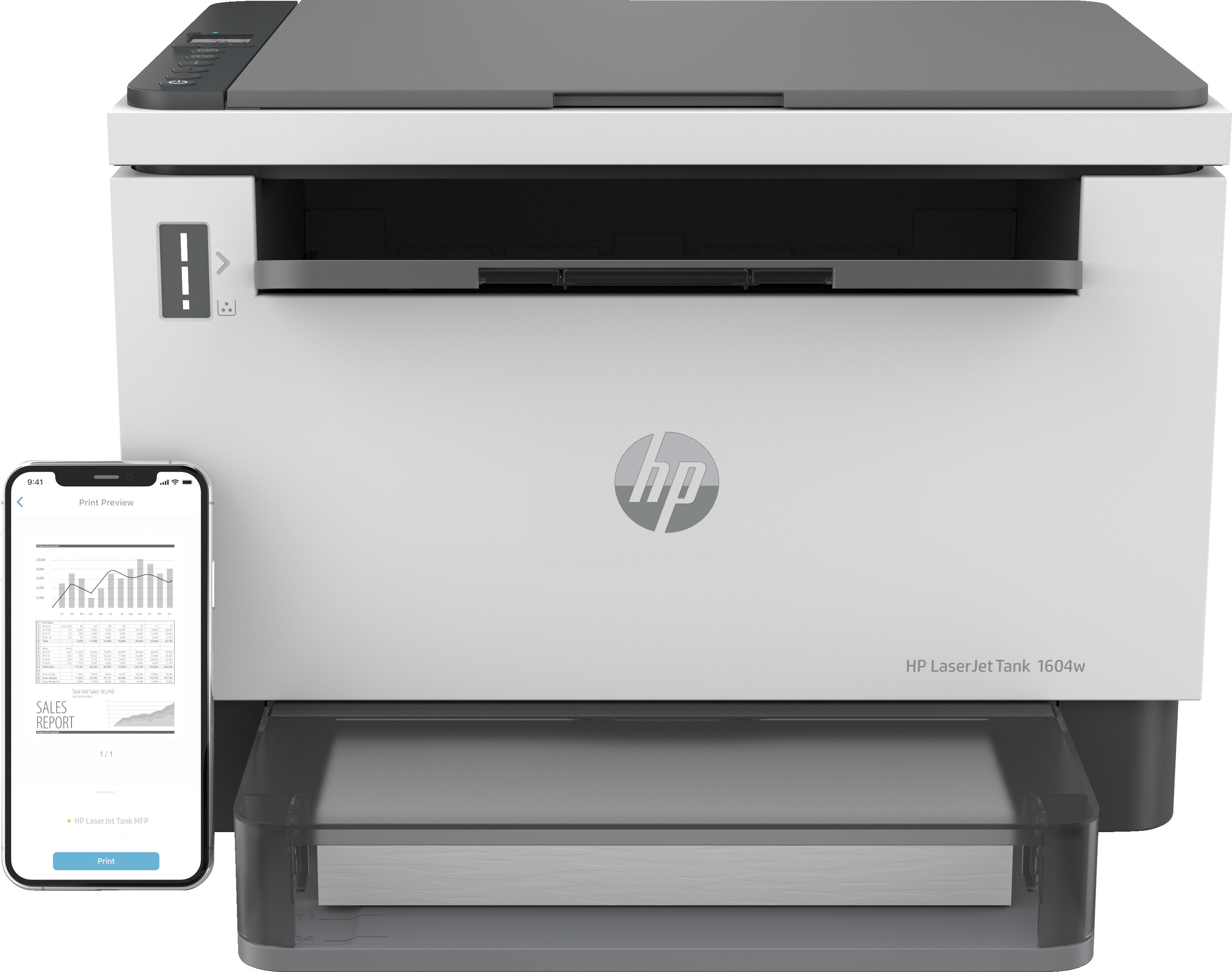 hp laserjet stampante multifunzione tank 1604w, bianco e nero, per aziendale, stampa, copia, scansione, scansione verso e-mail; scansione pdf [381l0a#b19]