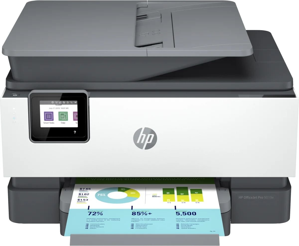 HP Stampante multifunzione OfficeJet Pro 9019e, Colore, per Piccoli uffici, Stampa, copia, scansione, fax, +; Idonea Instant ink; Alimentatore automatico di documenti; Stampa fronte/retro; Scansione verso e-mail; su PDF; Po [22A59B]