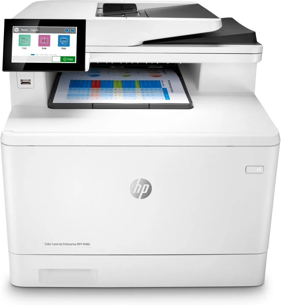 HP Color LaserJet Enterprise Stampante multifunzione M480f, Colore, per Aziendale, Stampa, copia, scansione, fax, Compatta; Avanzate funzionalità di sicurezza; Stampa fronte/retro; ADF da 50 fogli; Efficienza energetica [3QA55A#B19]