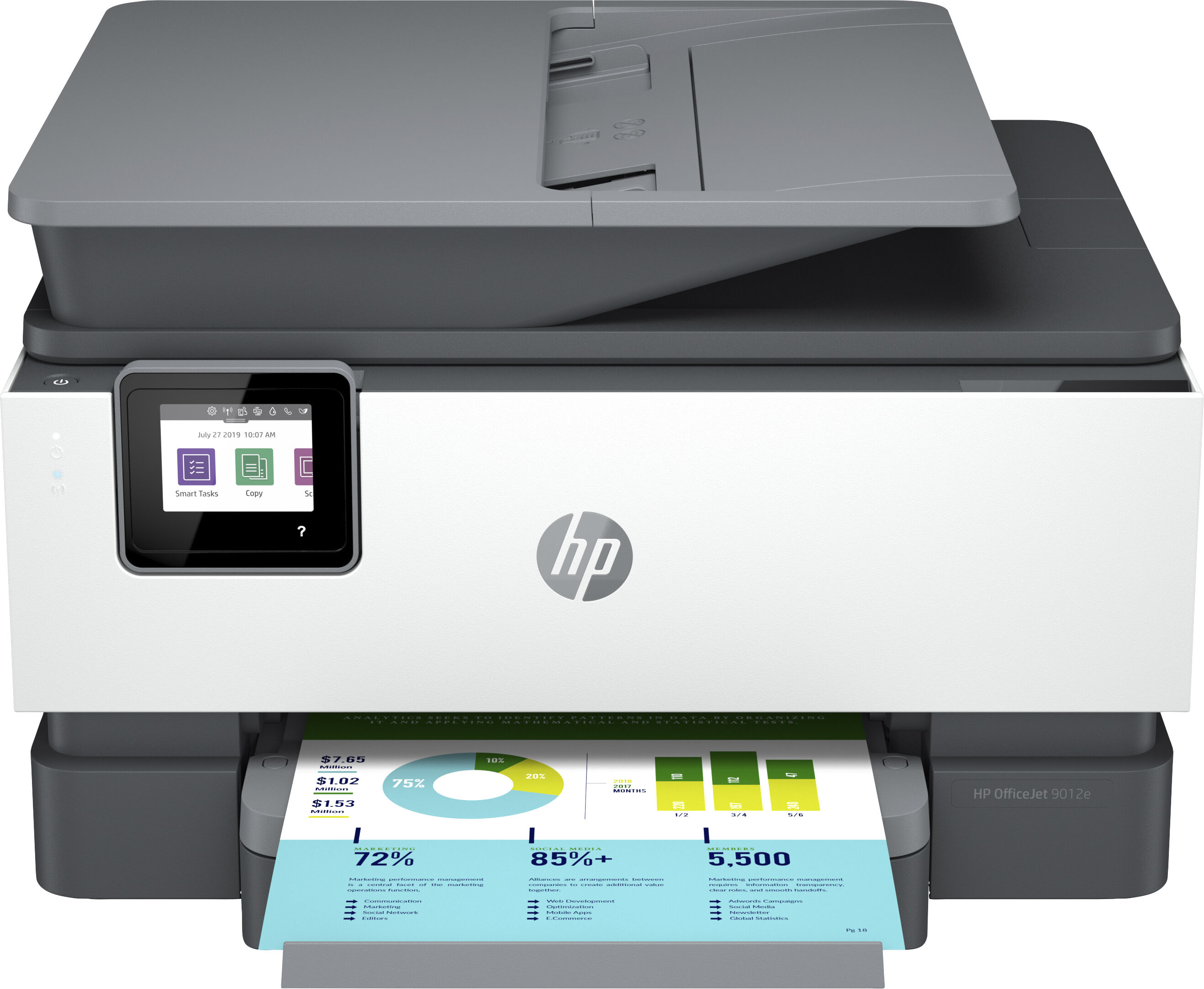 HP OfficeJet Pro Stampante multifunzione 9012e, Colore, per Piccoli uffici, Stampa, copia, scansione, fax, +; Idoneo Instant Ink; alimentatore automatico di documenti; Stampa fronte/retro [22A55B#629]