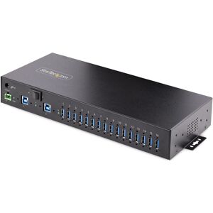 StarTech.com Hub USB 3.0 Alimentato a 16 Porte - Multipresa USB-A Industriale 5Gbps Installabile Muro/Rack/DIN Protezione ESD 120W Condivisi per la Ricarica Switch Doppio Host Morsetto/Barilotto DC [5G16AINDS-USB-A-HUB]