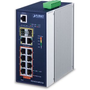 PLANET IGS-4215-8P2T2S switch di rete Gestito L2/L4 Gigabit Ethernet (10/100/1000) Supporto Power over (PoE) Blu, Argento [IGS-4215-8P2T2S]