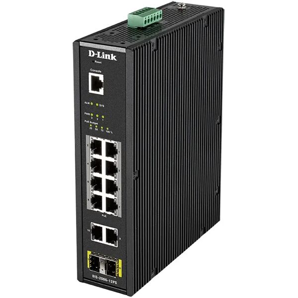 d-link dis-200g-12ps switch di rete gestito l2 gigabit ethernet (10/100/1000) supporto power over (poe) nero [dis-200g-12ps]