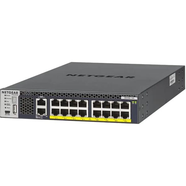 netgear switch di rete  m4300-16x gestito l3 10g ethernet (100/1000/10000) nero 1u supporto power over (poe) [xsm4316pa-100nes]