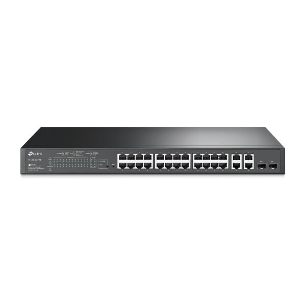 tp-link jetstream tl-sl2428p switch di rete gestito l2 fast ethernet (10/100) supporto power over (poe) 1u nero [tl-sl2428p]