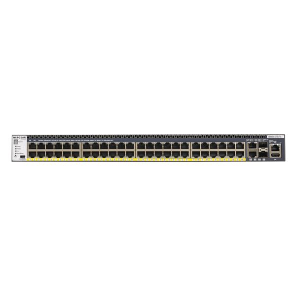 netgear switch di rete  m4300-52g-poe+ 1000w psu gestito l2/l3/l4 gigabit ethernet (10/100/1000) supporto power over (poe) 1u nero [gsm4352pb-100nes]